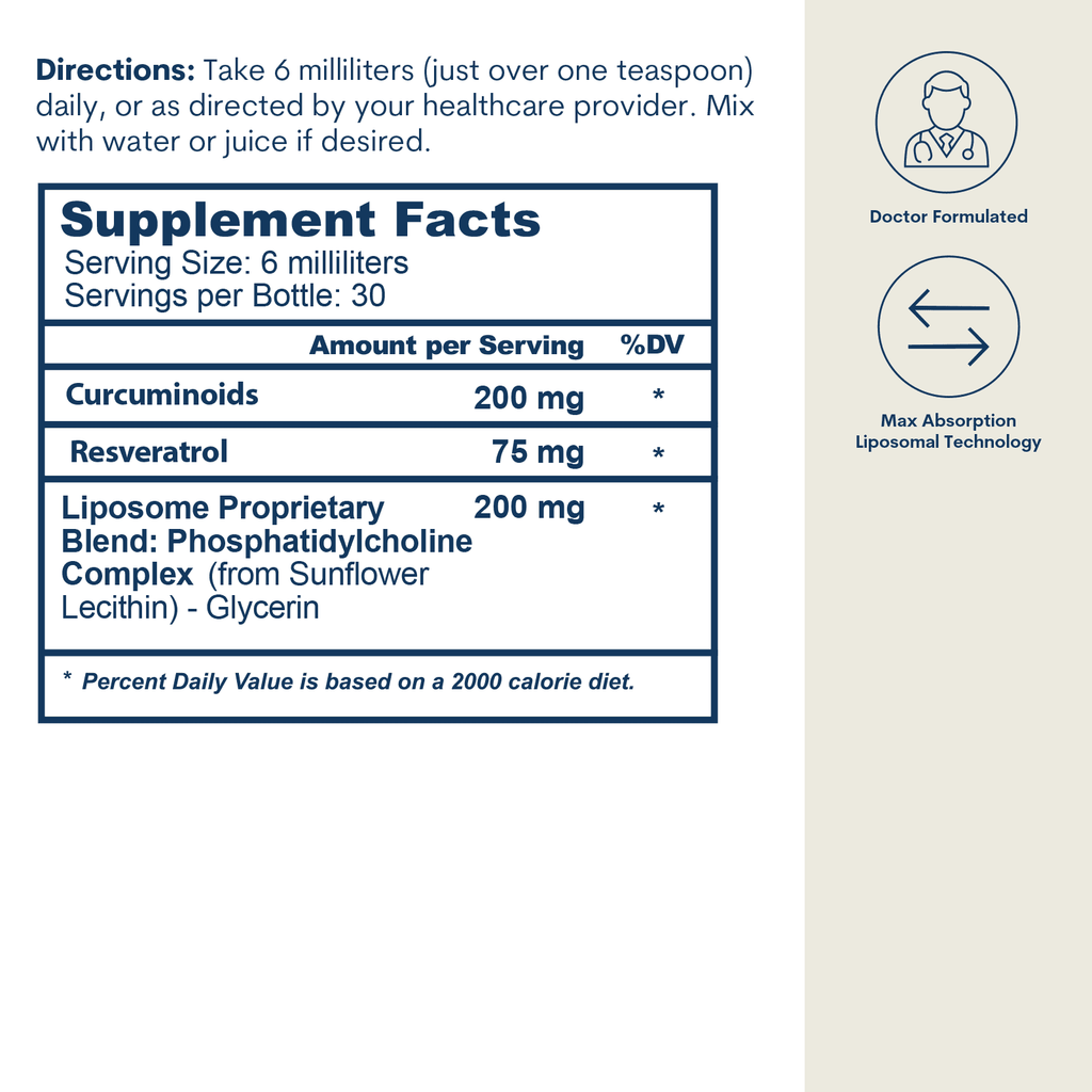 Liposomal Curcumin + Resveratrol - Liquid (6 FL OZ/ 30 Servings)