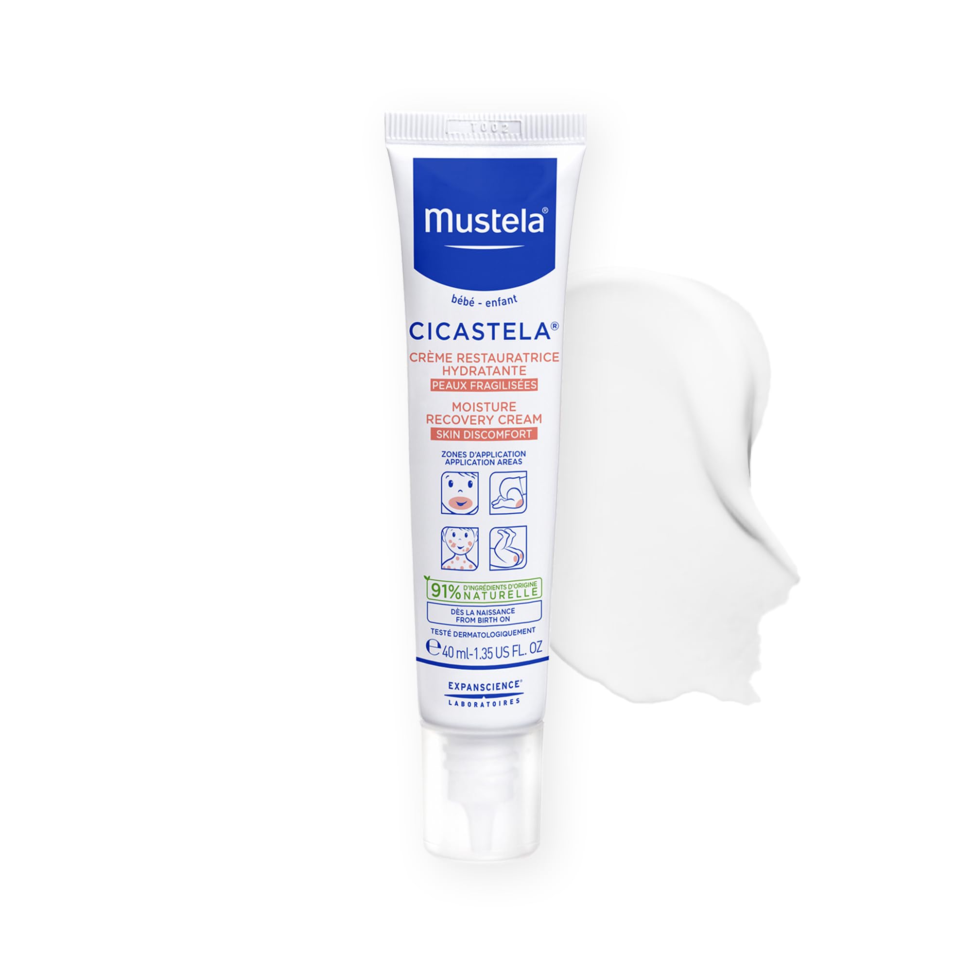 Mustela Cicastela Moisture Recovery Cream 40ml - Gentle Baby Moisturizer for Sensitive Skin
