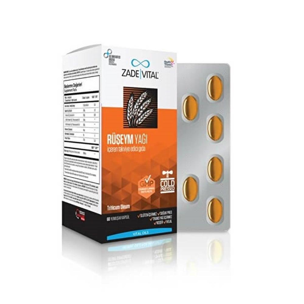 Zade Vital Wheat Germ Oil Supplement 500mg - 60 Capsules - Natural Energy Source for Athletes & Health-Conscious Individuals