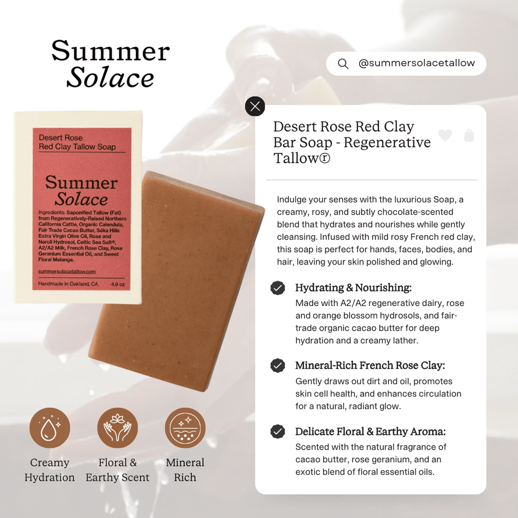 Desert Rose – Red Clay Bar Soap | Floral & Cacao Butter Infused