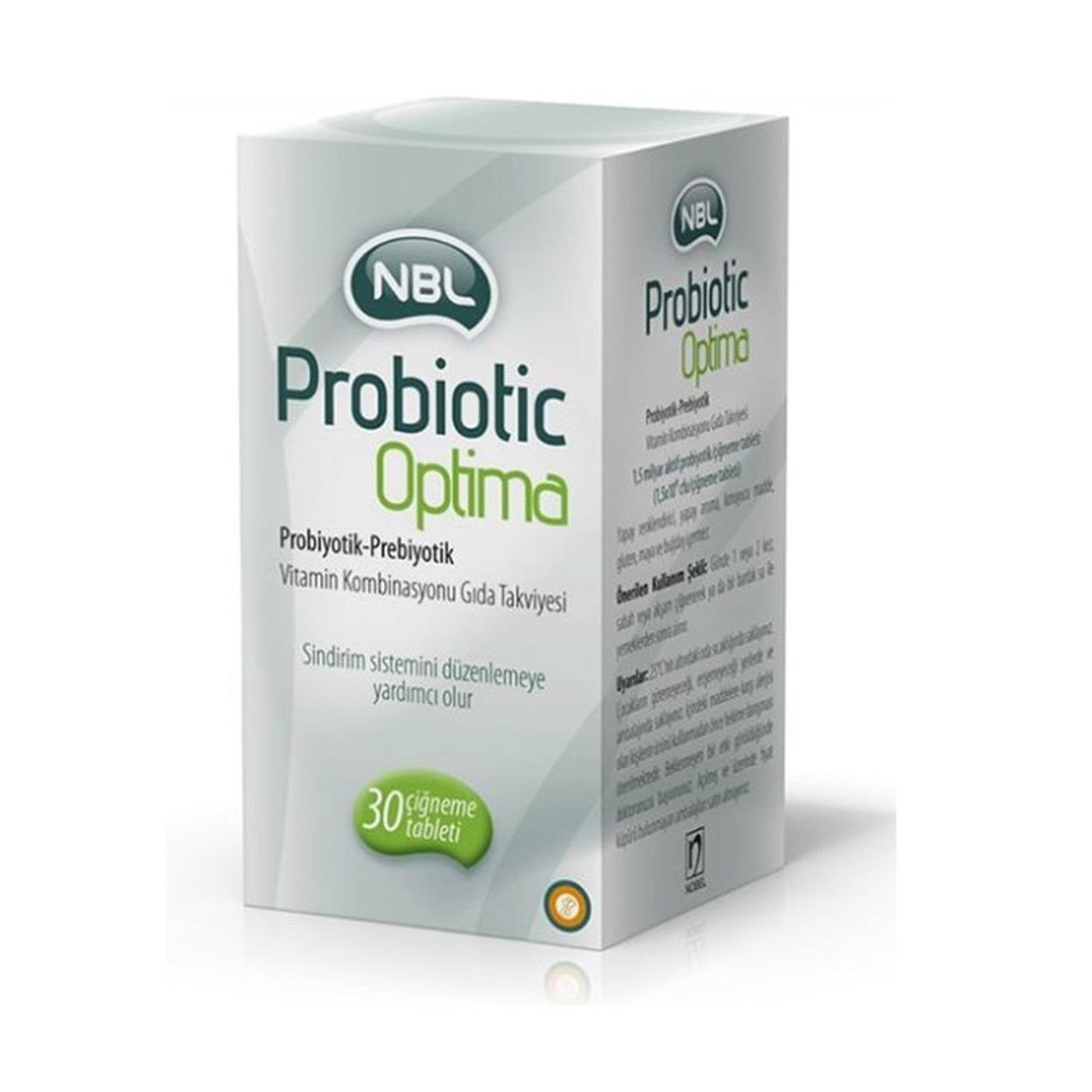 Nbl Probiotic Optima Dietary Supplement for Gut Health Support - 30 Tablets with 1.5 Billion Probiotics, Vitamin C & Fiber