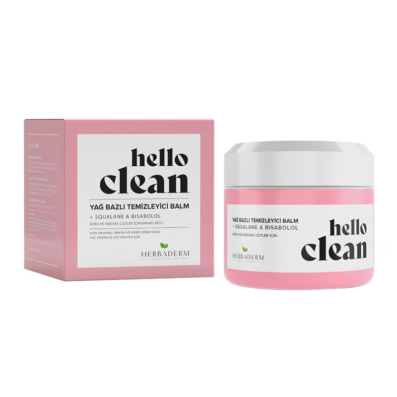 Herbaderm Hello Clean Squalene Bisabolol Cleansing Balm for Dry & Sensitive Skin - Gentle Makeup Remover, 3.38 fl oz