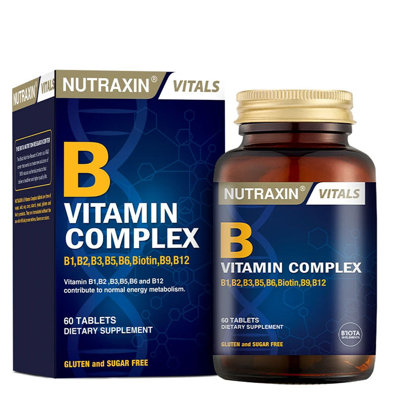 Nutraxin B Vitamin Complex Supplement - 60 Capsules, Gluten-Free, Supports Overall Health