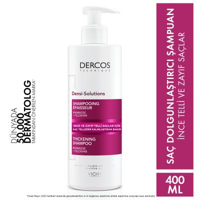 Vichy Dercos Densi-Solutions Volumizing Shampoo: Thickening Shampoo for Thin, Weak Hair with Biotin & Organic Olive Oil - Paraben Free, 13.5 fl oz